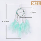 Pretty Jolly Crystal Stone Small Dream Catchers Mint Green Feathers Mini Dreamcatchers with Beads for Cars Rear View Mirror Hanging Decoration Good Luck Travel Charm Bedroom Ornaments for Women Girls