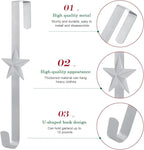 15 inches Christmas Decorative Wreath Hangers for Front Door;Over the Door Hooks (Silver, Five-Pointed Star)