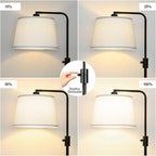 【Upgraded】 Dimmable Floor Lamp, 1000 Lumens LED Edison Bulb Included, Arc Black Floor Lamps for Living Room Modern Standing Lamp with White Shade, Tall Lamps for Living Room Bedroom Office Dining Room