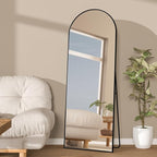 Full Length Mirror, 56"x16" Arch Mirror Floor Mirror with Stand, Black Arched Full Body Standing or Leaning Mirrors for Bedroom, Living Room