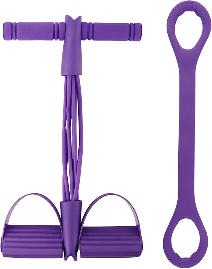 21 Fitness Resistance Bands with Pedal Ankle Puller, Full Body Strength Training Equipment for Home Gym, Sit Up Assist, Toning Arms, Legs, Waist