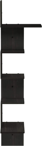 Furinno Rossi Wall Mounted Shelves, 5-Tier Rectangle, Espresso/Black