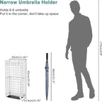 AWTATOS Umbrella Holder Entryway, Umbrella Stand Freestanding, Metal Square Umbrella Rack Organizer with a Removable Drip Tray, Hooks, White