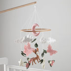 Deer Hanging Mobile Girl Room Decor Butterflies Flowers Ceiling Mobile