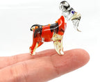 Goat Tiny Figurines Animals Hand Blown Color Glass Art Collectible Gift Home Décor (Orange Black)