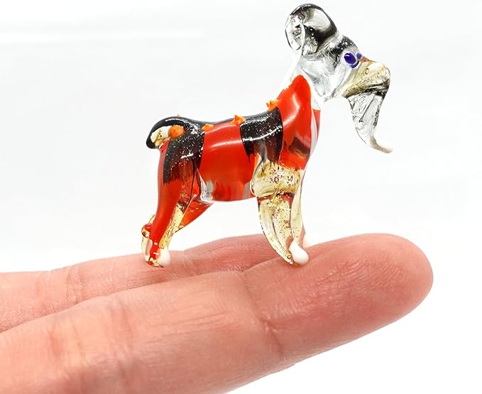 Goat Tiny Figurines Animals Hand Blown Color Glass Art Collectible Gift Home Décor (Orange Black)