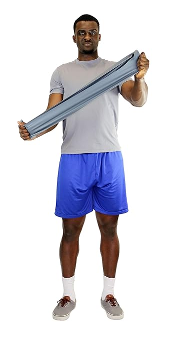 CanDo Singles Low Powder Exercise Band, 4-foot singles, Silver: XX-Heavy (40 count)