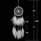 Luminous Dream Catcher,Manual Feather Hanging Decor Dream Catcher for Car Kids Bed Room Wall Hanging Decoration Decor Ornament Craft,Dia 4.3inch/11cm (Type 2)