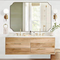 ANDY STAR 36"x48" Large Gold Mirror, Brushed Brass Rectangle Bathroom Mirror, Scalloped Vanity Mirror in Anti-Rust Stainless Steel 1’’ Frame, Unique Notched Corner Mirror, Ideal for Home Remodel