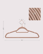 SONGMICS Velvet Hangers, Set of 50 Clothes Hanger with Rose Gold Swivel Hook, Non-Slip, and Space-Saving, 0.2-Inch Thick, 17.1-Inch Long for Coat, Shirt, Dress, Pants, Tie, Caramel Brown UCRF021LB50