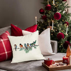 RABUSOFA Christmas Pillow Covers 20x20 Inch Birds Winter Decorations Christmas Throw Pillow Cases Xmas Outdoor Birds Decor Decorative Pillows for Couch Holiday Teal