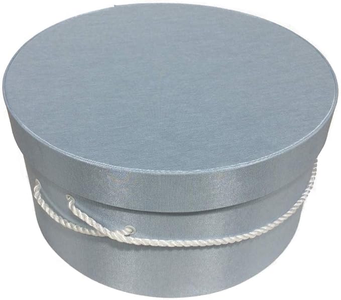 Sarah's Hat Boxes Classic Light Blue Hat Box – 8.75" x 4.5" (Dia. x Ht.) Handmade in USA – Odorless Non-Toxic Adhesive, Cording Handle – Premium Storage for Hats & Accessories