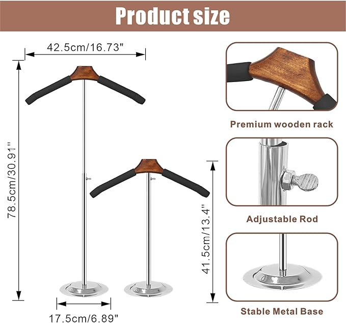 Eunika 1 Pack Adjustable T Shirt Display Flexible Shoulder Stand, Portable Metal Shirt Rack Display Stand Garment Coat Holder for Clothing Garment Coat Retail Vendor, Cloakroom,17-31 Inch