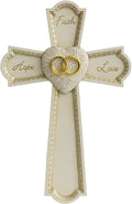 Grace4Joy Wedding Wall Cross, 10 Inches Marriage Prayer Cross Decor Vow Renewal Gifts, Hand Painted Faith Hope Love Wall Decor Religious Wedding Gifts for Couples