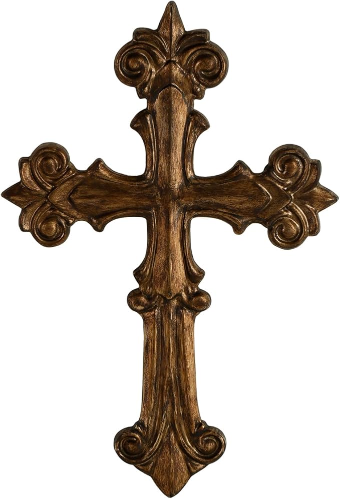 NIKKY HOME Vintage Wall Cross, Polyresin Cross Wall Decor, Decorative Wall Cross for Christian Home Decor Religious First Communion Church Decoration Spiritual Religious Gifts