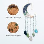 Boho Dream Catcher with Crystal Suncatcher, Handmade Dream Catchers for Adults Bedroom Decor, Moon Wall Hanging Bohemian Room Decor Spiritual Gift for Women