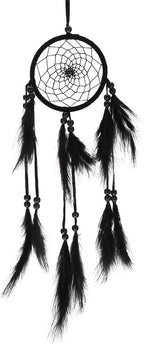 Native Indian Dream Catcher, Colorful/White/Black Dream Catcher with Feathers and Bead for Car Kids Bedroom Wall Hanging Decoration Ornament (Black)