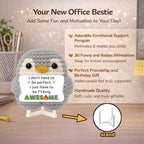 Funny Friendship Gift - Cute Crochet Penguin with 30 Badass Affirmation Cards for Women Best Friends Bestie Coworkers - Birthday Gifts, Easter Basket Stuffers, Emotional Support Animal Gift for Her