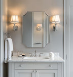 ANDY STAR Brushed Nickel Mirror 22x30 Inch, Scalloped Bathroom Mirror, Silver Bathroom Mirror in Anti-Rust Stainless Steel Metal Thin Frame Deep 1’’, Wall-Mounted Mirror (Horizontal/Vertical)