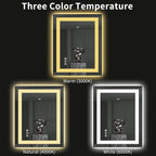 LOAAO 28"X32" LED Bathroom Mirror with Lights, Anti-Fog, Dimmable, Backlit + Front Lit, Lighted Bathroom Vanity Mirror for Wall, Memory Function, Tempered Glass, ETL Listed