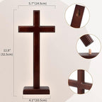 ARCHOBAN 12.8" Wooden Cross – Standing or Hanging Christian Cross, Solid Wood Wall Cross for Home or Prayer Room