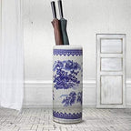 Umbrella Bucket,Umbrella Racks Ceramic Umbrella Holder Stand with Floral Blue White Porcelain, Home Office Entryway Decor Freestanding for Canes-50Cm