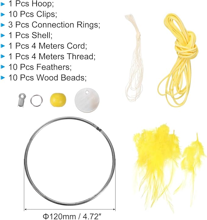 PATIKIL DIY Dream Catcher Kit, Making Dream Catcher Supplies Wall Hanging Handmade Dream Catcher Kits for Beginner Style 3, Yellow