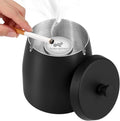 Outdoor Ashtrays for Patio with Lid, Outdoor Ash Tray Sets for Cigarettes, Stainless Steel Windproof Ashtrays Large Covered Outside Odorless Iron Metal Indoor Tabletop, Black, Medium