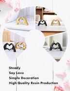 Small Heart Hands Sculpture-Gold Shelf Decor for Living Room, Love Finger Statue Modern Aesthetic Unique Accent Decor Bedroom Knick Knacks -Gifts for Wedding Christmas Birthday(Gold)