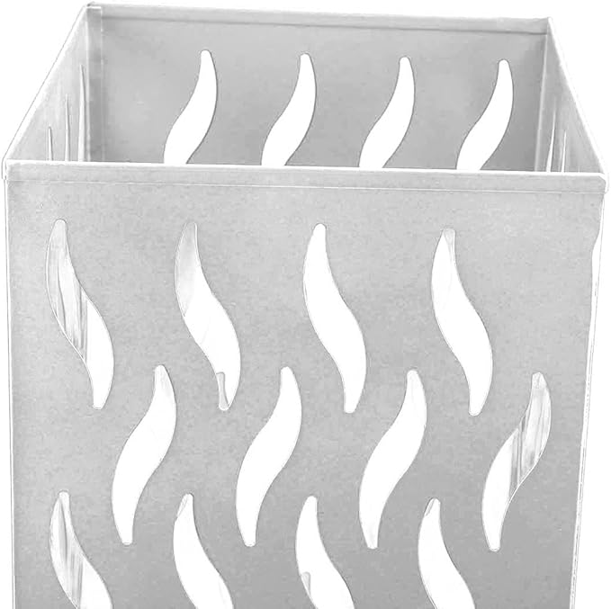 Umbrella Organizer, Multifunctional Umbrella Holder, Hollow Pattern Design Square Shape Umbrella Stand Rack, Metal Umbrella Basket Holder Stand for Home Hotel (White)