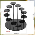Round Acrylic Display Riser Stands, 12 Tier Jewelry Display Stands for Rings Earrings Mini Figurines 1 Pack(Black)