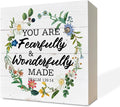 Christian Wood Signs, Bible Verse Psalm 139:14 - You are Fearfully & Wonderfully Made, Box Sign Decor Tabletop, Inspirational Wood Plaque, Wood Table Signs, Country Style Home Decor, Christian Gift