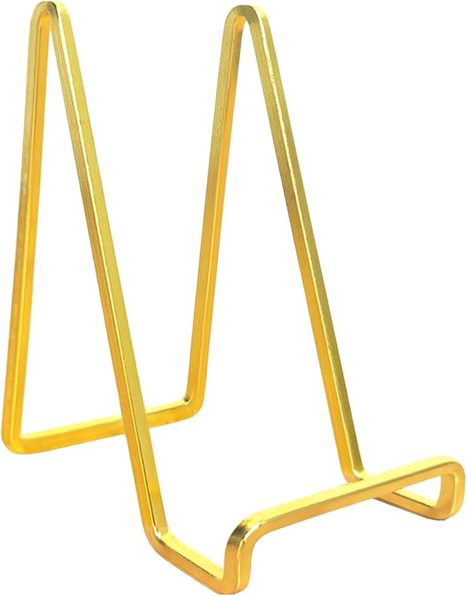 3 Pack 8 inch Metal Plate Stands for Display, Plate Holder Pictures Frame Easel Display Stand, Tabletop Picture Stand, Iron Easels for Display Photo Frames, Plates, Vinyl Record，Book, Sign（Gold）