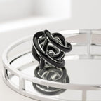 Torre & Tagus Orbit Hand Blown Glass Infinity Knot Sculpture - 3 Inch Glass Art Black Knot Decor Ball for Home Decor, Small Centerpiece Table Decoration for Home Interior (Solid Black)