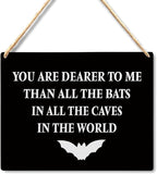 Lacosu Wall Pediments Halloween Signs,You are Dearer to Me Than All the Bats,Gothic Wall Decor,Witchy Wall Decor,10x8 Inches