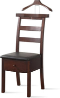 Proman Products Manhatten Chair Valet VL36654 with Drawer, Hanger, Trouser Bar and Tie & Belt Bar, 19" W x 24" D x 43" H, Dark Walnut