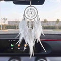 Car Dream Catcher, Rearview Mirror Accessory, Car Charms Ornament, Lucky Ornament Pendant, White