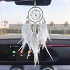Car Dream Catcher, Rearview Mirror Accessory, Lucky Ornament, White