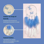 Girls Blue Butterfly Dream Catcher Wall Decor, DreamCatchers Wall Hanging Ornaments for Bedroom Home Decor Festival Gift
