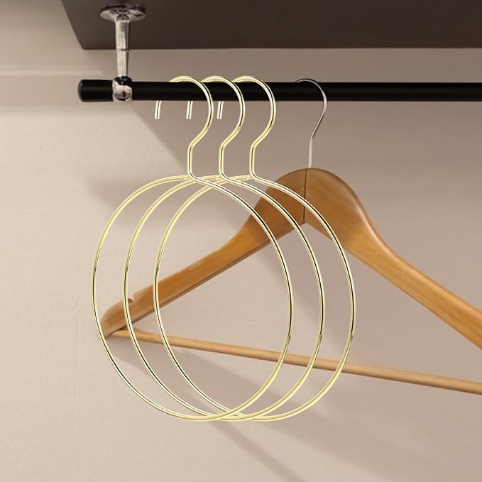 16 Pcs Metal Circle Hanger, Belt Scarf Ring Hanger, No Snag Closet Storage Organizer Holder for Mens Ties, Womens Shawls, Pashminas, Towel, Clothes