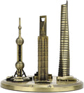 Shanghai Building Collection Model Set, Oriental Pearl Tower and Jin Mao Financial Center Souvenir, Electroplated Bronze Gold Metal Architecture Miniatures for Office Home Decor (Bronze-Large)