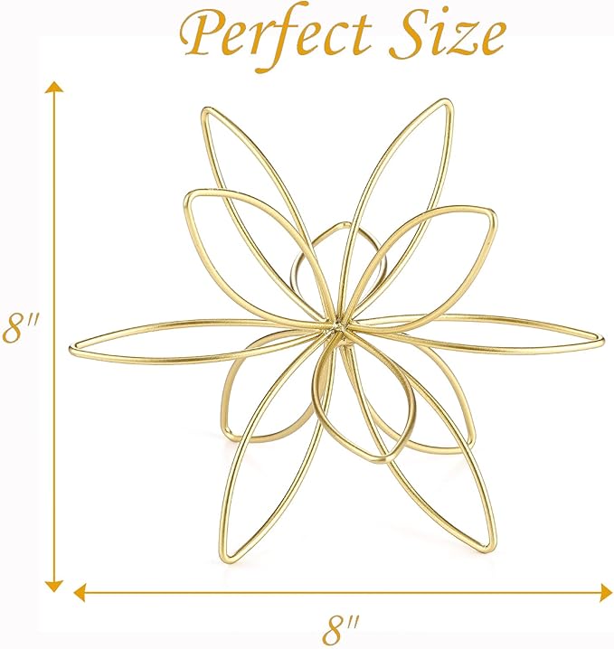 8" Gold Decorative Sphere, Metal Floral Tabletop Sculpture, Abstract Tabletop Decorative Ball for Home Metal Sphere Decor