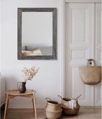AAZZKANG Wall Mirror with Rectangle Wood Frame Large 26"x18" Rustic Decorative Hanging Mirrors for Bedroom Bathroom Living Room Home Office