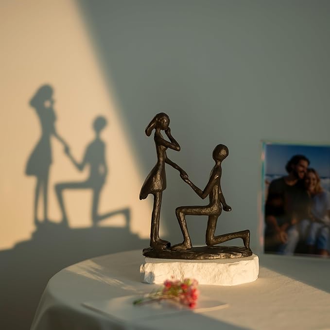 Sziqiqi Anniversary Wedding Gifts for Couple: 6th Anniversary Iron Gift for Her Him Husband Wife - 1 Year Wedding Gifts for Engagement Christmas Valentines Birthday - Couple Sculptures for Home Decor