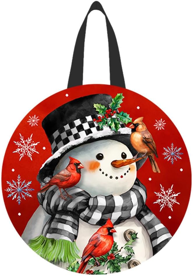 Briarwood Lane Snowman with Cardinals Wood Door Hanger