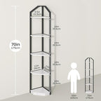 Fun Memories 5 Tier Corner Shelf, 70” Corner Shelf Stand, Corner Bookshelf Plant Stand, Storage Shelf for Bathroom, Living Room, Kitchen,Home Office, White