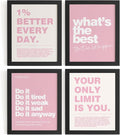 DSHFG Motivational Inspirational Office Wall Art Decor Prints Set of 4, Black Motivational Wall Decor Trendy Retro Posters for Office Home Decor, 12x16 Unframed (Pink)