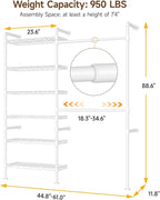 ONBRILL H2 Wall Mounted Clothing Rack, Expandable Industrial Pipe Clothes Rack Garment Racks for Hanging Clothes, Heavy Duty Closet Organizers and Storage in Closet System, White