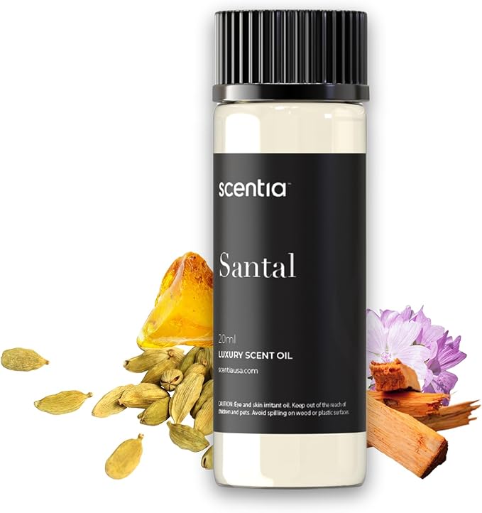 Santal Diffuser Oil – Premium 20 ml Santal-Inspired Blend – Sandalwood, Amber, Musk, Cedar, Cardamom – Luxury Fragrance Oil for Ultrasonic & Waterless Diffusers – Made in USA, Thanksgiving Gift