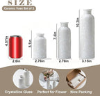 Modern Ceramic Vase Set of 3, White Crystalline Glaze Colors, Decorative Bottles for Home, Farmhouse Rustic Decor Housewarming Gifts, Wedding Gifts, Birthday Gifts for Women(Crystalline Glaze White)
